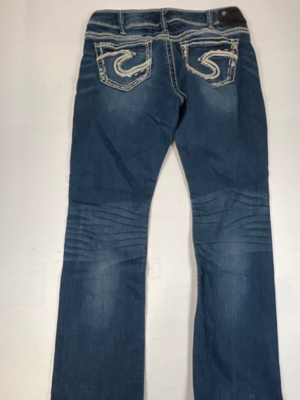 Silver Jeans Co Tuesday Baby Boot Womens 33x31 Blue Denim Scroll Pocket Y2K 00s - Picture 2 of 9